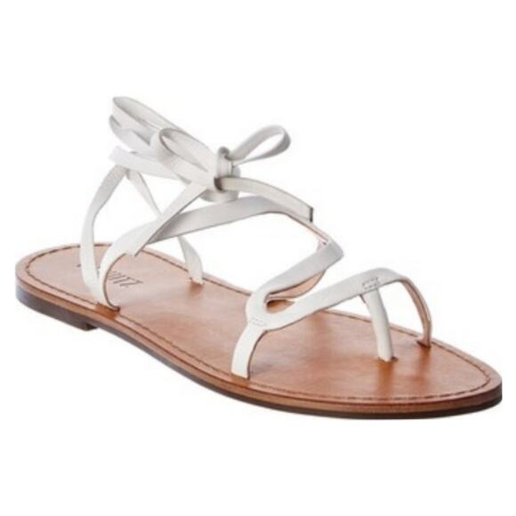 Schutz | Urkula Deluxe Nap White Leather Strappy Tie Thong Sandals - Picture 1 of 10